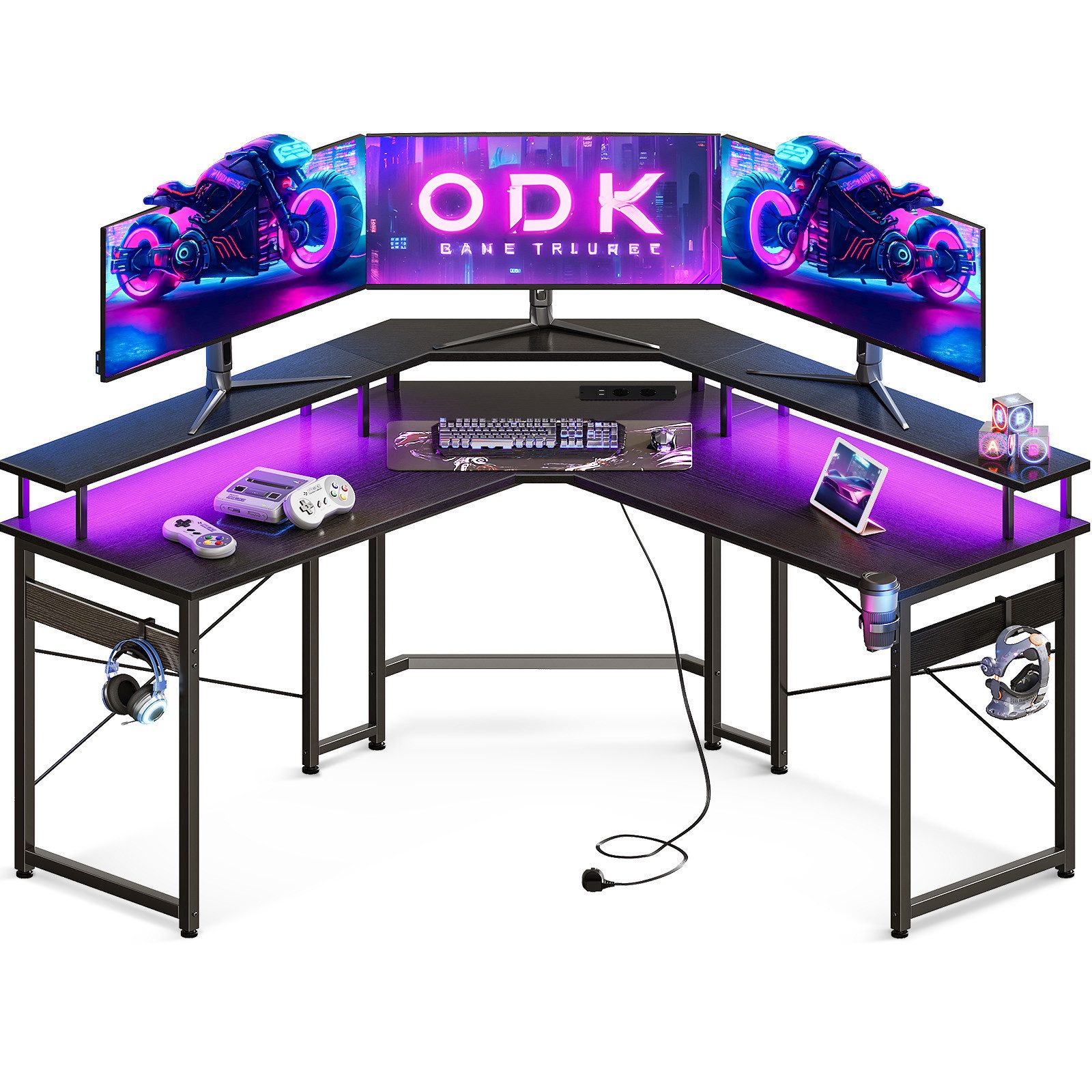 ODK Gamingtisch mit LED, mit 2 günstig online kaufen
