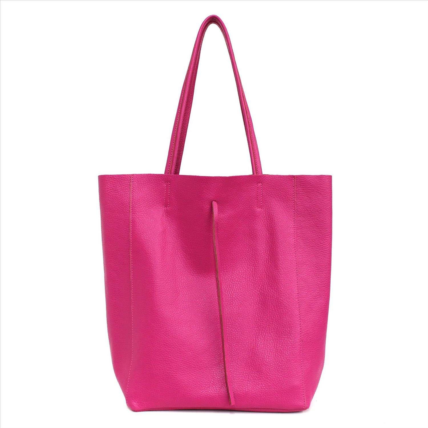 PRINIDOR Shopper Shopper Ledertasche Echtleder, echt Leder, Made in Italy pink