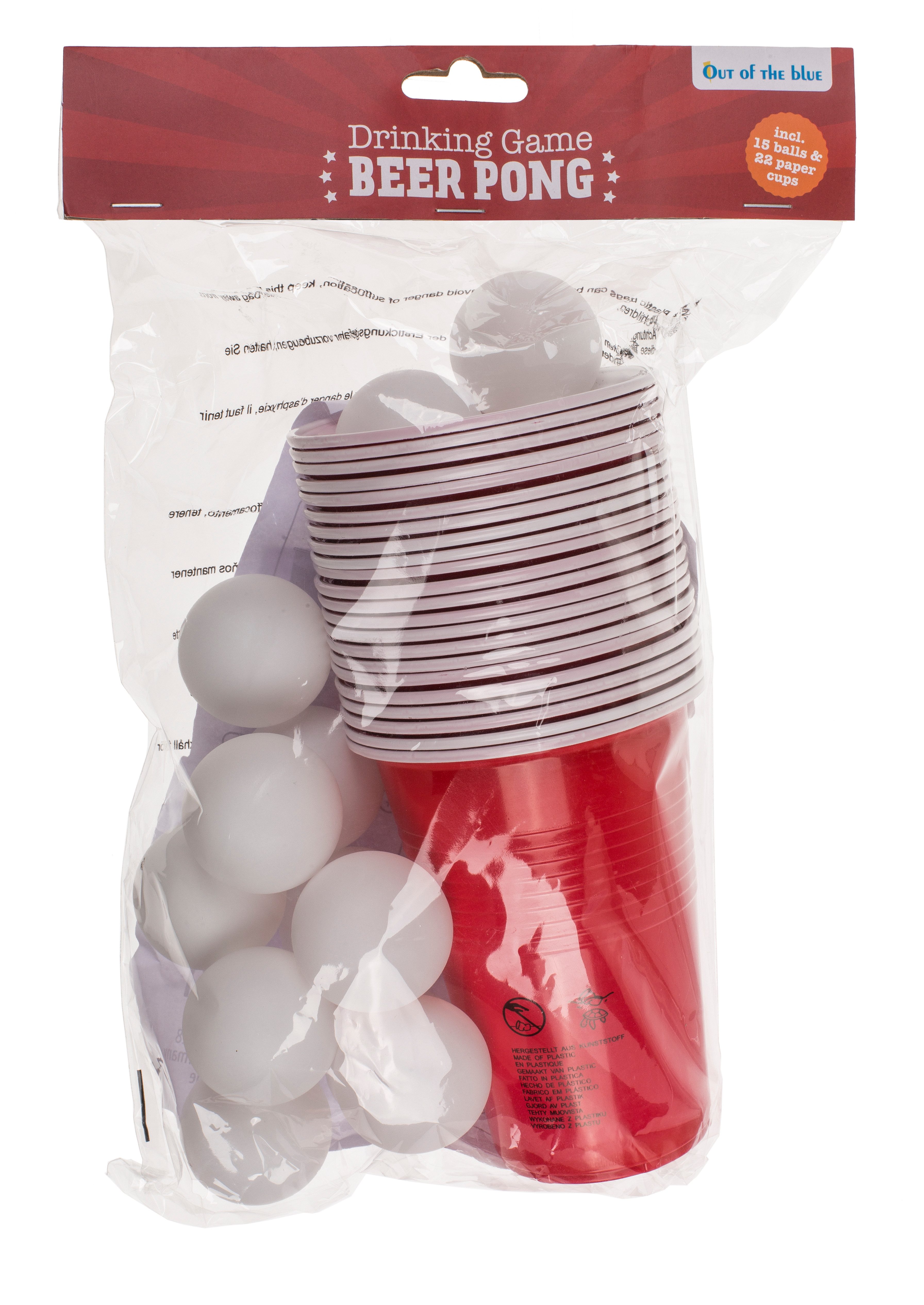 Out of the Blue Hängedekoration Trinkspiel, Beer Pong, mit 15 Bällen und 22 Becher