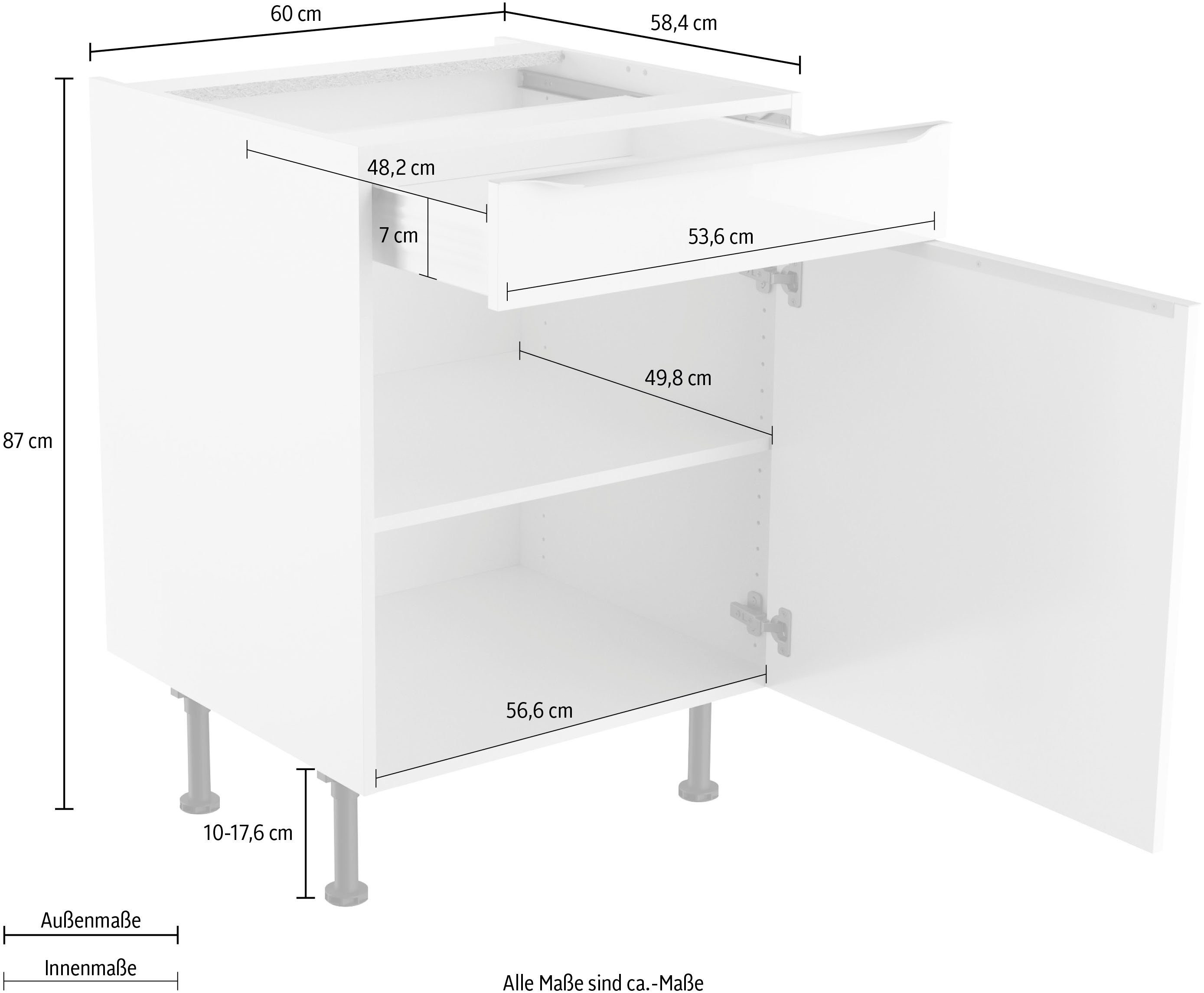 OPTIFIT Unterschrank Aken weiß-wildeiche | Nachbildung wildeiche Nachbildung