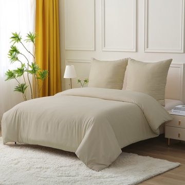 Bettwäsche Bettwäsche-Set Bettbezug mit Kissenbezug Einfarbig Weich Premium, WISHDOR, 1 Stück 155x220 cm mit 2 Kopfkissenbezug 80x80 cm