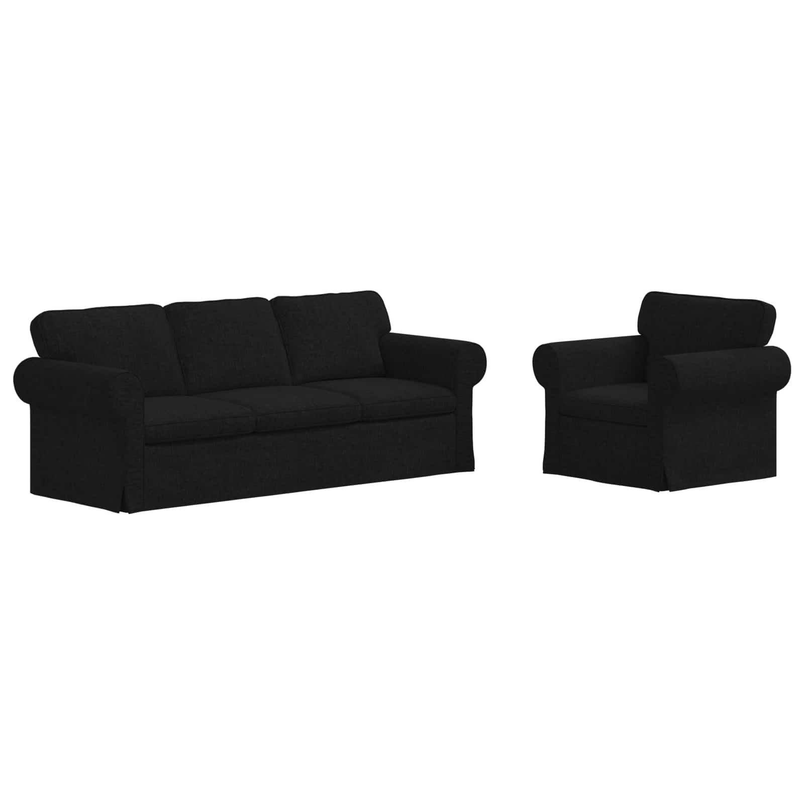 vidaXL Sofa Sofa Set 2 pcs Schwarz 215 x 82 x 80 cm Stoff, 2 Teile