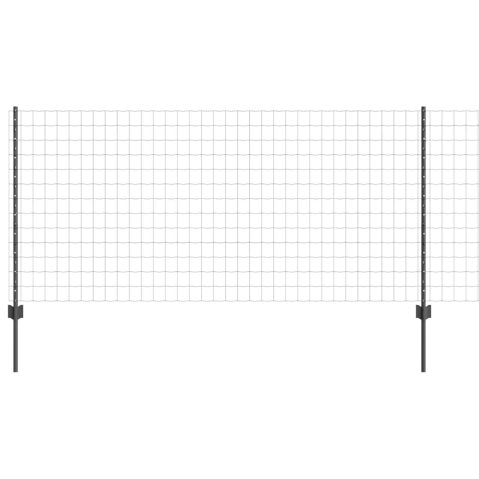 vidaXL Gartenzaun Euro-Zaun mit Pfosten 10 x 1 m PVC-beschichteter Stahl Grau, (1-St)