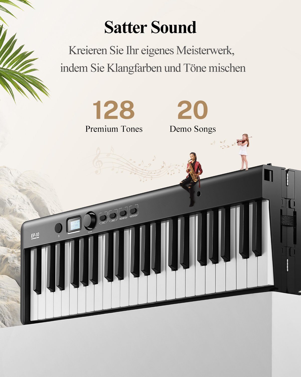 Eastar Digitalpiano 88-Tasten faltbares Digitalpiano halbbeschwerten Tasten & Bluetooth (Faltbares Piano,Notenstander,Klaviertasche, Tasche, Notenpult, Peadel)