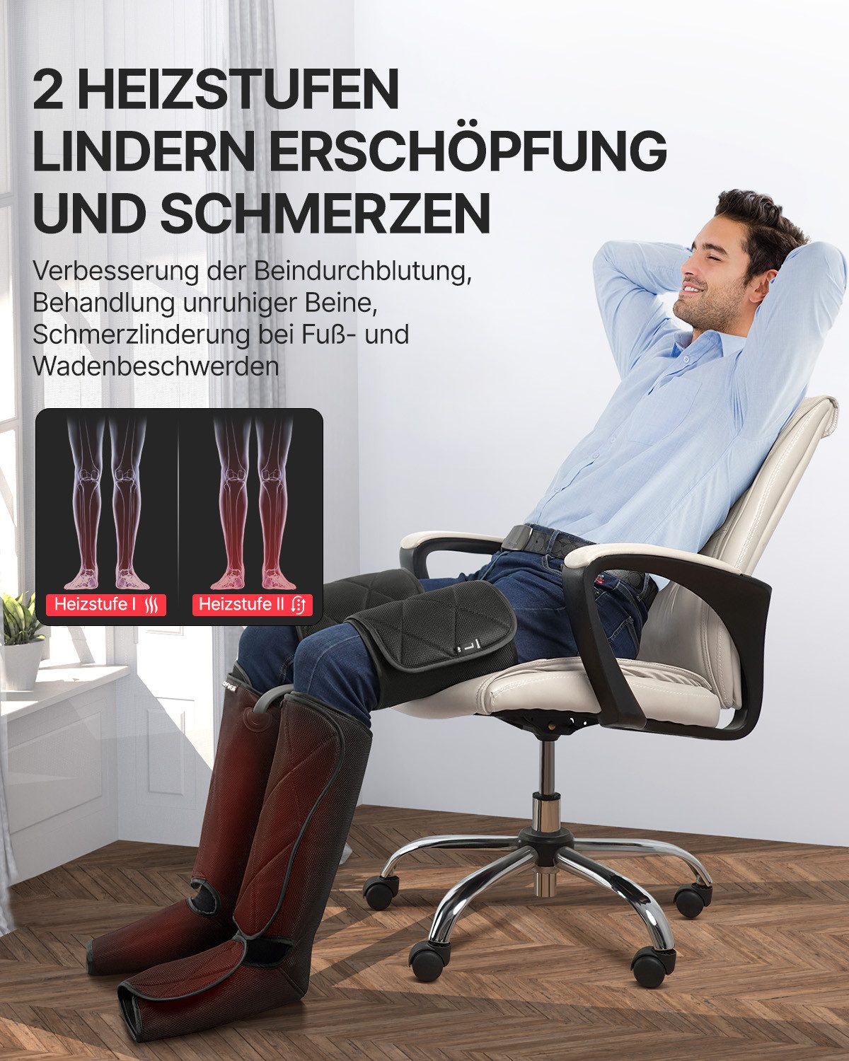 RENPHO Massagegerät Aeria Ulitimate Thermal 2 ALM079H, Beheizte Kompression zur Entspannung von Beinen und Waden