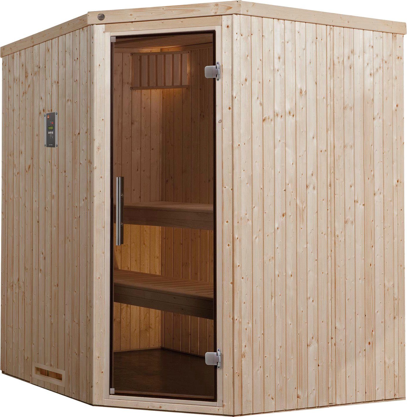 weka Sauna Varberg, BxTxH: 194 x 177 x 199 cm, 68 mm, (Set) 7,5 kW-Ofen mit digitaler Steuerung