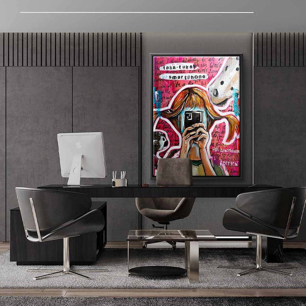 Rahmen - Lost DOTCOMCANVAS® Wandbild Meta goldener Modernes designed Hirsch in Leinwandbild, Bild Acrylglasbild by