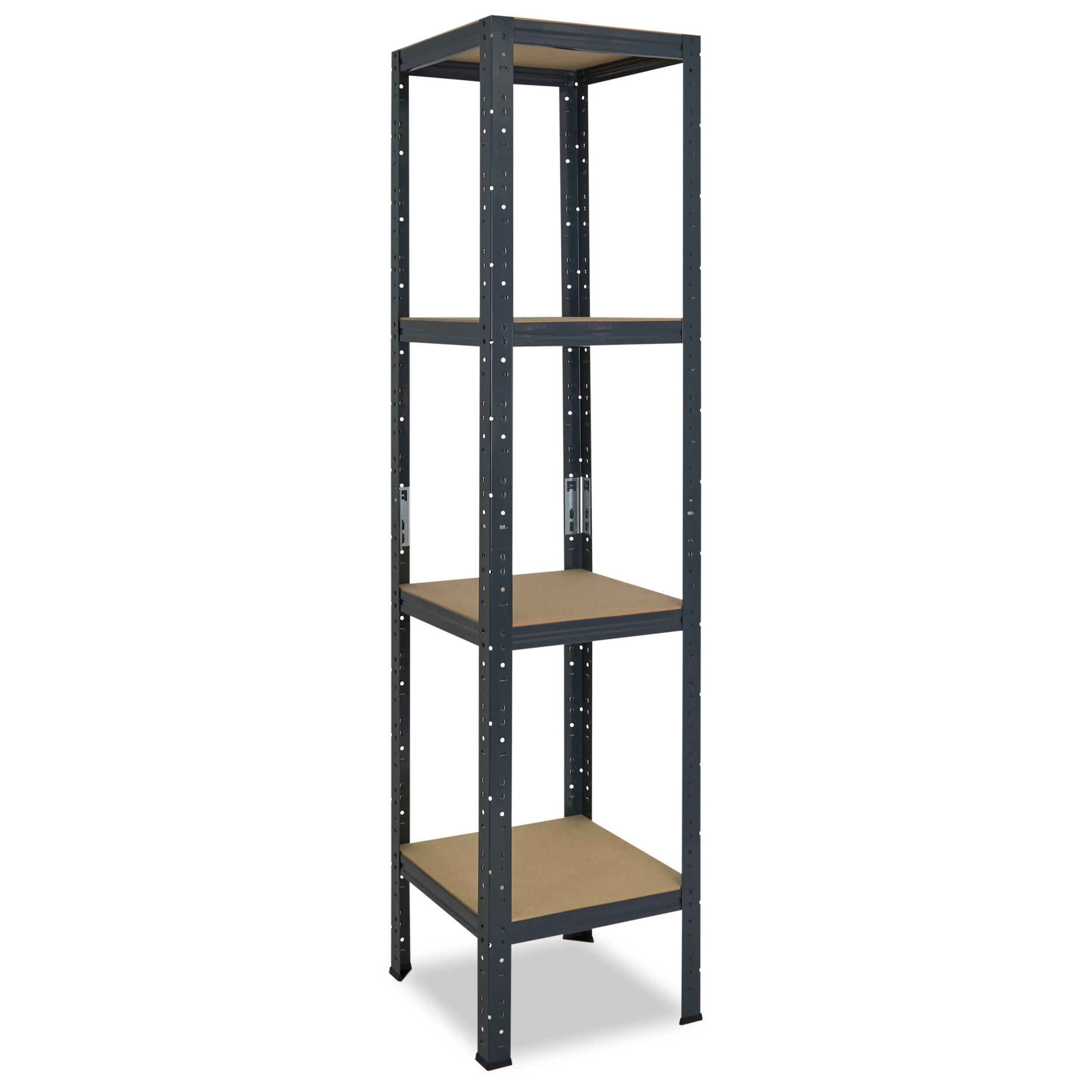 shelfplaza Schwerlastregal HOME, 200x50x50cm anthrazit, Metallregal mit 4 Böden, als Kellerregal, Garagenregal, Werkstattregal oder Lagerregal, Steckregal Metall mit 175kg Tragkraft