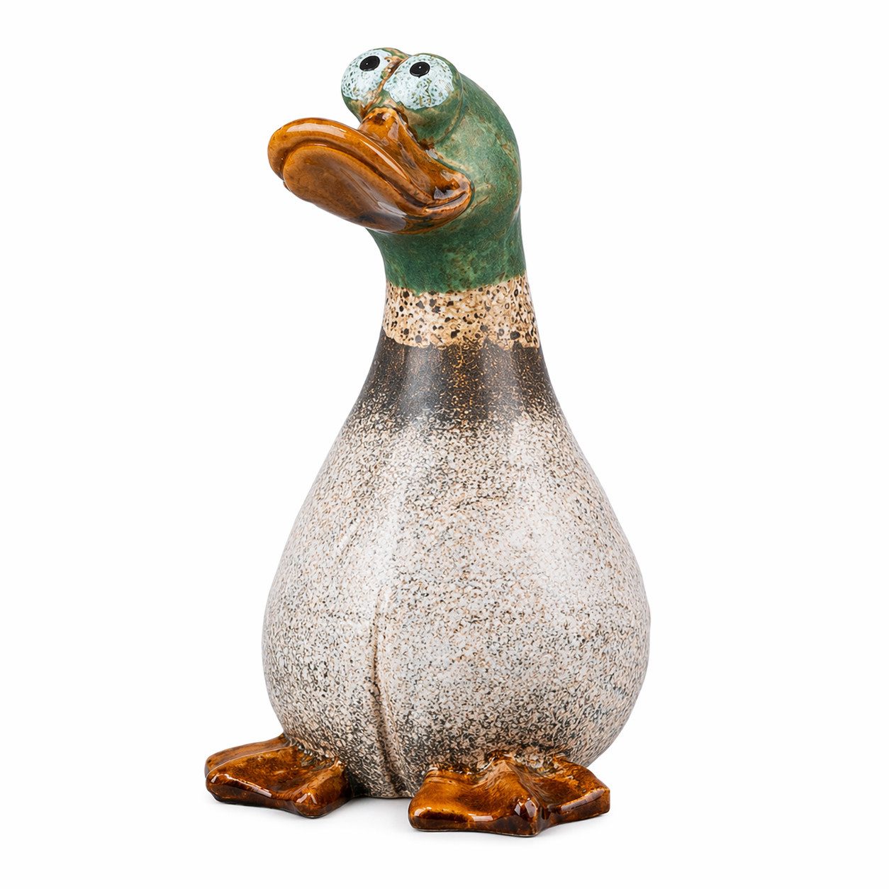 GILDE Dekofigur GILDE Zaunsitzer Richy, Ente, Keramik, grün-hellbraun, 18 cm (1 St)