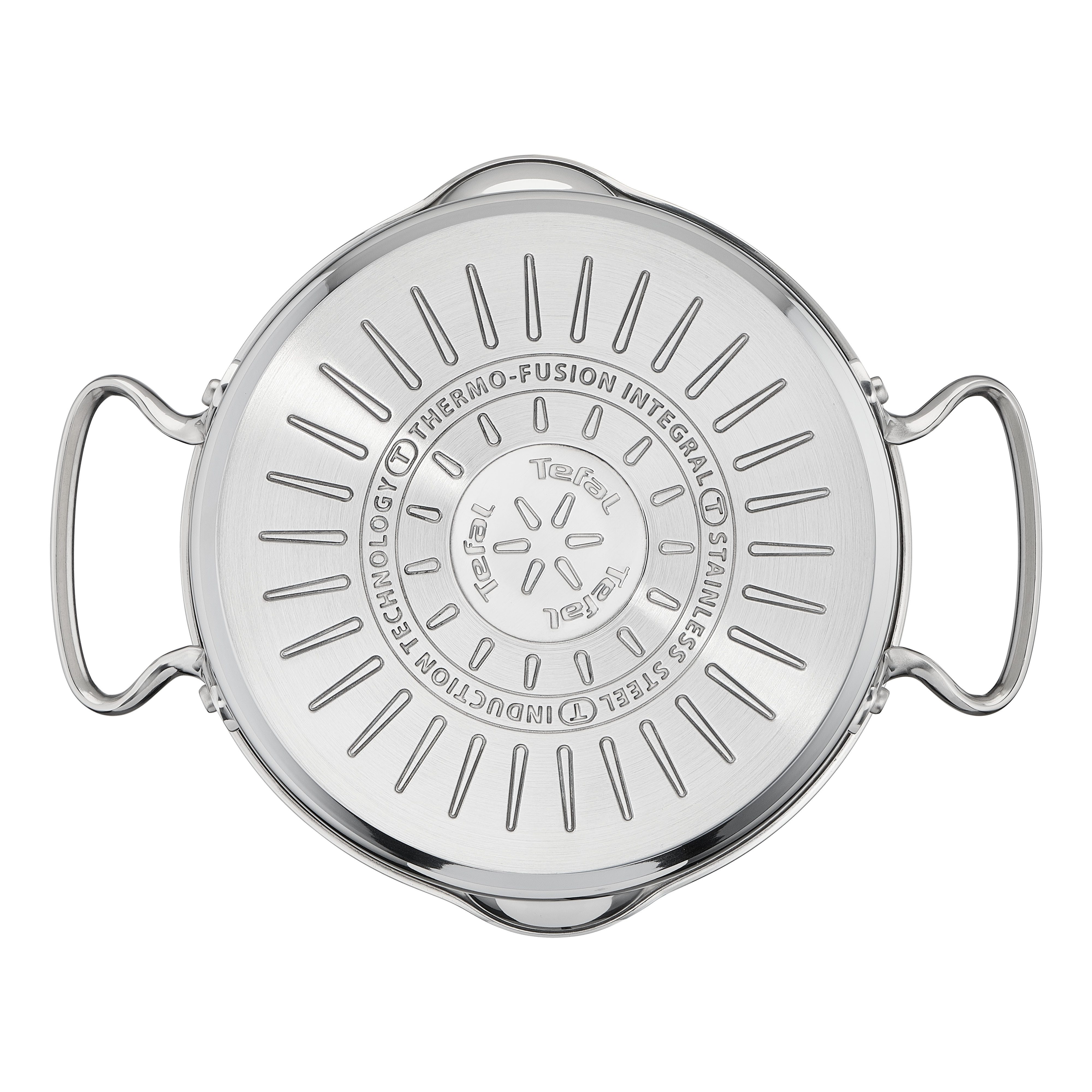 Tefal Topf-Set Duetto+, Kochtopf Set mit Glasdeckel, Edelstahl (Set, 10-tlg., Stieltopf 16 cm, Schmortöpfe 18/20/24 cm, Suppentopf 22 cm), Abgießdeckel, integrierte Messskala, induktionsgeeignet, rostfrei