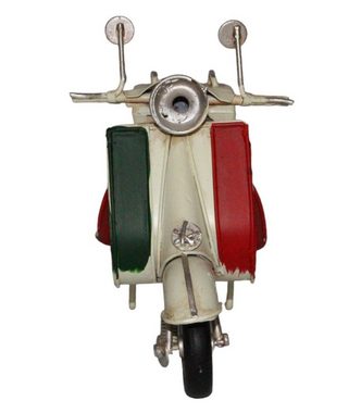 JS GartenDeko Modellmotorrad Roller Modellroller Oldtimer Vespa mit italienischer Flagge L 17cm