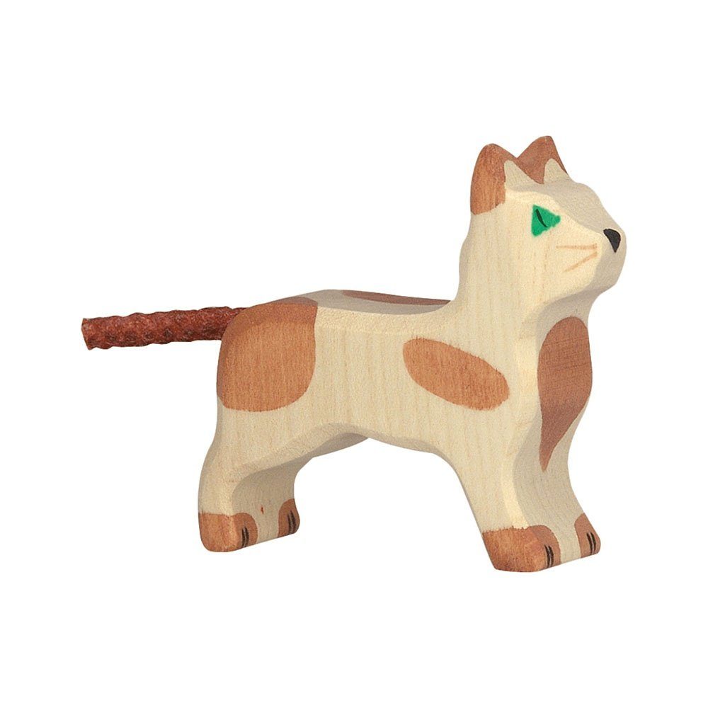Holztiger Tierfigur HOLZTIGER Katze aus Holz - stehend, klein