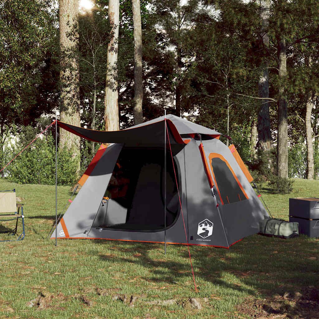 vidaXL Kuppelzelt Kuppel-Campingzelt 4 Personen Grau günstig online kaufen
