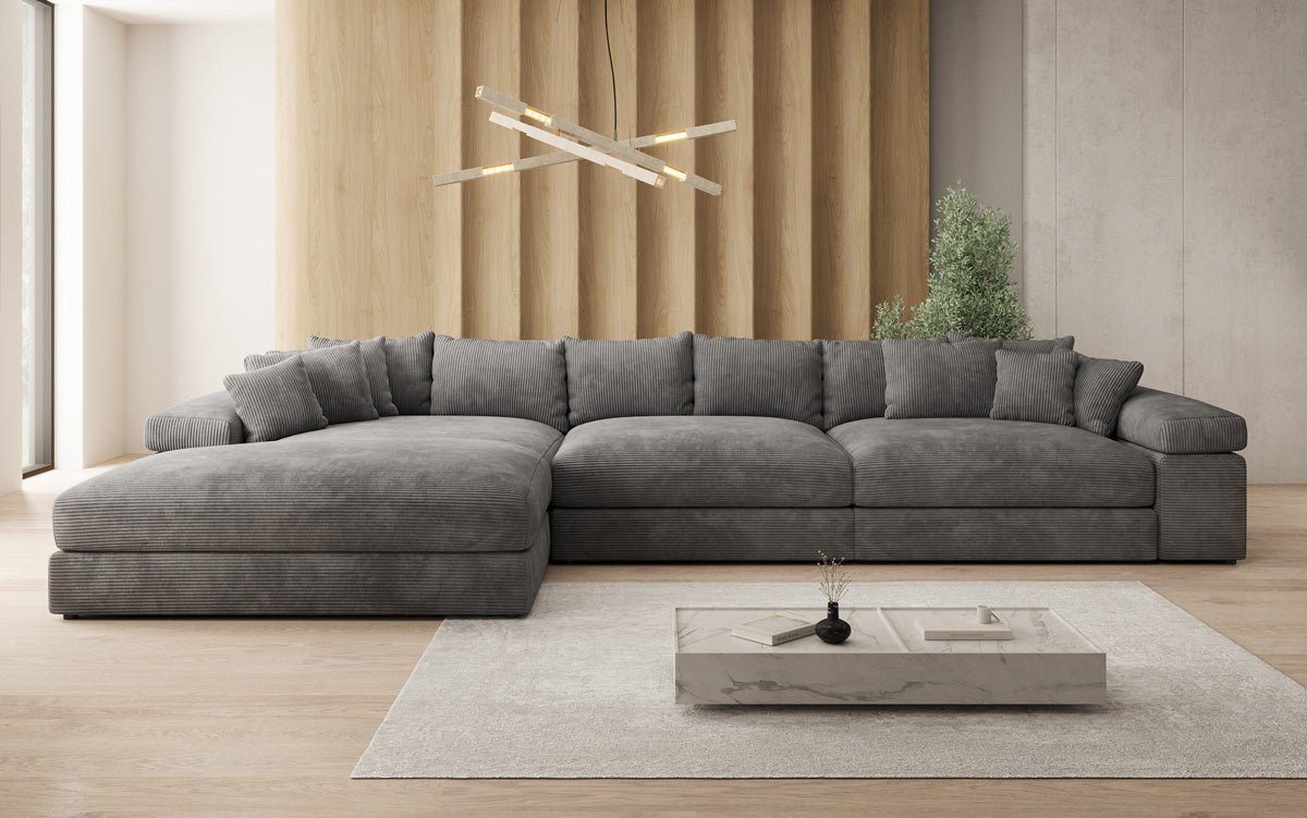 Luxusbetten24 Sofa Designer Sofa Bernardo L Maxi in Cord, mit breiter Ottomane – Bild 2 von 2