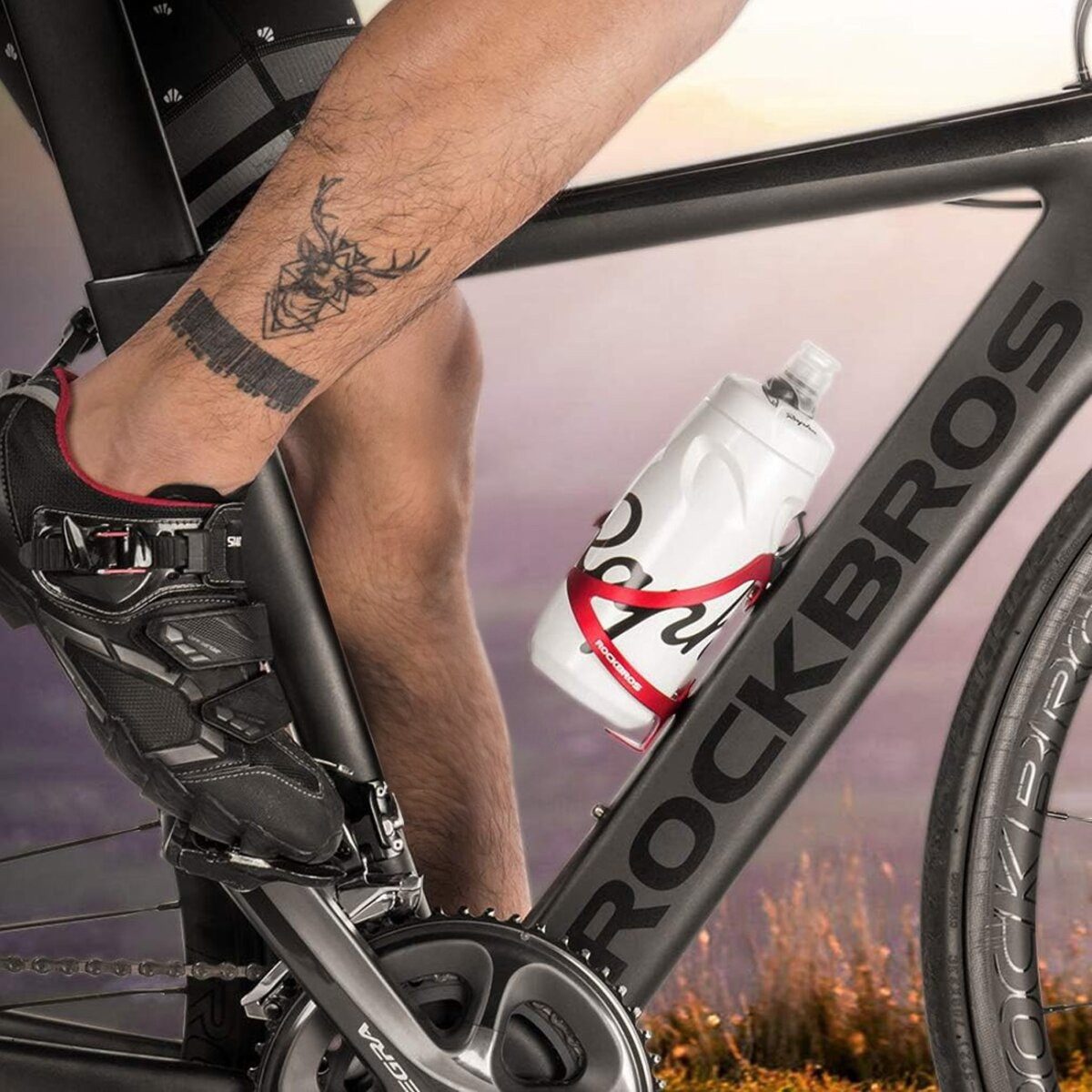 ROCKBROS Fahrradhalter Rockbros Fahrrad Flaschenhalter Alu Rot