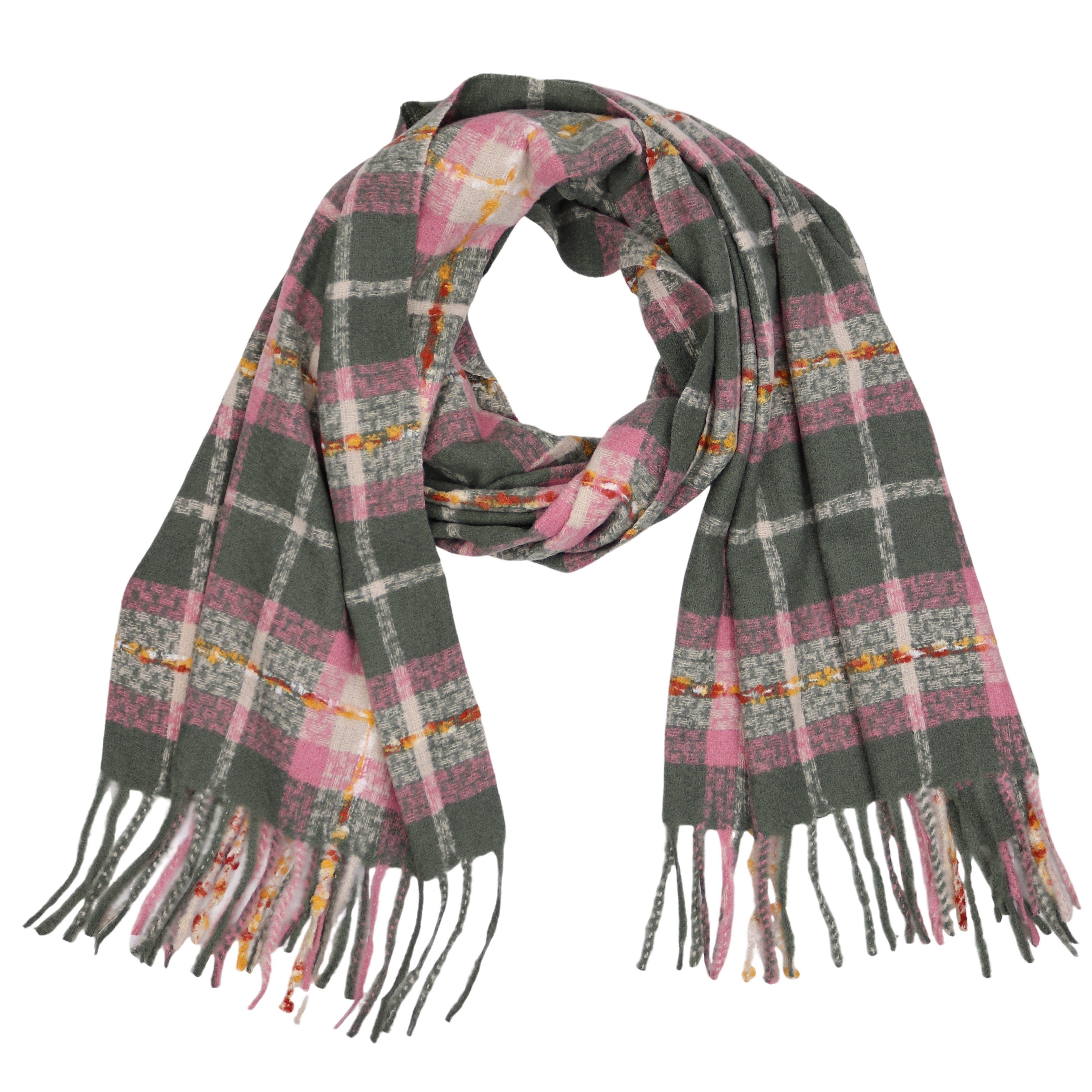 MIRROSI Modeschal weicher und warmer Schal Karo Kariert Muster mit Fransen, günstig online kaufen
