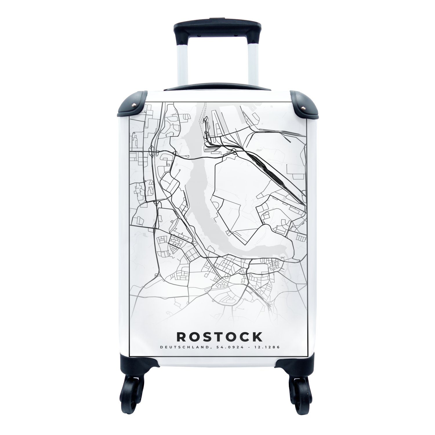 MuchoWow Handgepäckkoffer Koffer Handgepäck Fotokoffer Trolley Kinderkoffer Extra Leicht Karte -, 4 Rollen, Trolley Reisekoffer, Passend in 55x40x23 cm und 55x40x20 cm, Koffer Hartschalenkoffer