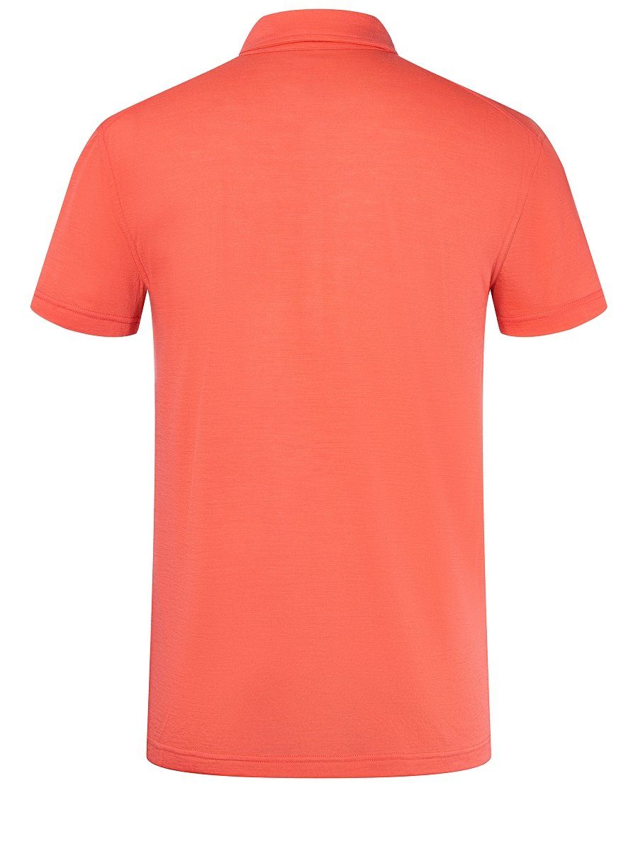 Coral Poloshirt Merino-Materialmix Merino TRAVEL M T-Shirt pflegeleichter POLO Living SUPER.NATURAL