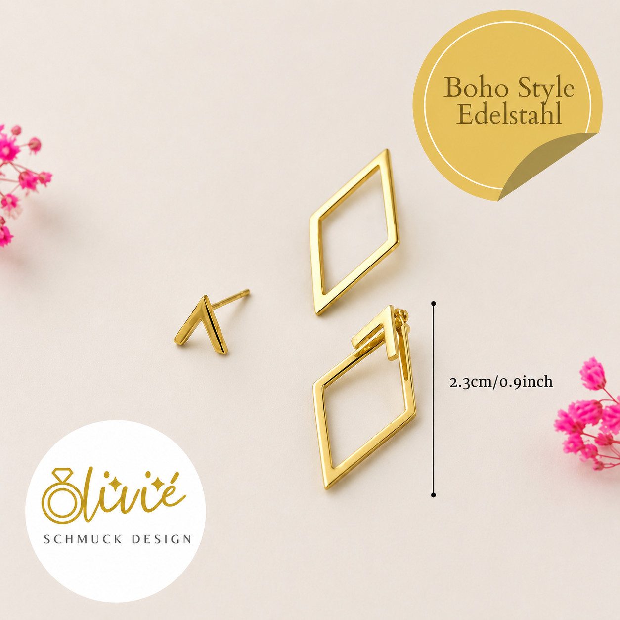 XCOAST Ohrstecker-Set Ohrstecker Damen Cut-Out Gold – Elegante Ohrringe, hypoallergen (Trendy Ohrringe gold Damen, 2-tlg., inkl. Schmuckbox), langlebiger Schmuck, rostfrei, pflegeleicht