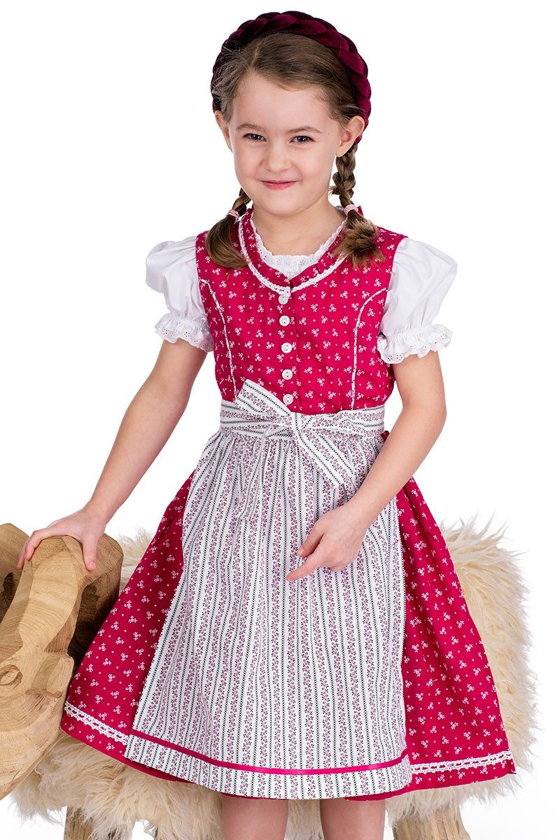 Dirndl Kinderdirndl 3tlg. - BEPPINA - himbeer, rot
