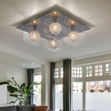 Brilliant LED Deckenleuchte, Leuchtmittel inklusive, ALU Decken Lampe Chrom Strahler Geflecht Wohn Zimmer Kugel