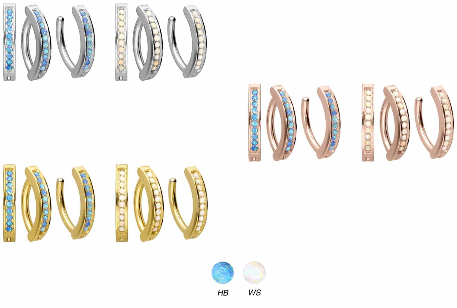 PIERCINGLINE Bauchnabelpiercing Titan Bauchnabelclicker BOGEN + SYNTHETISCHE OPALE (Clicker, 1-tlg)