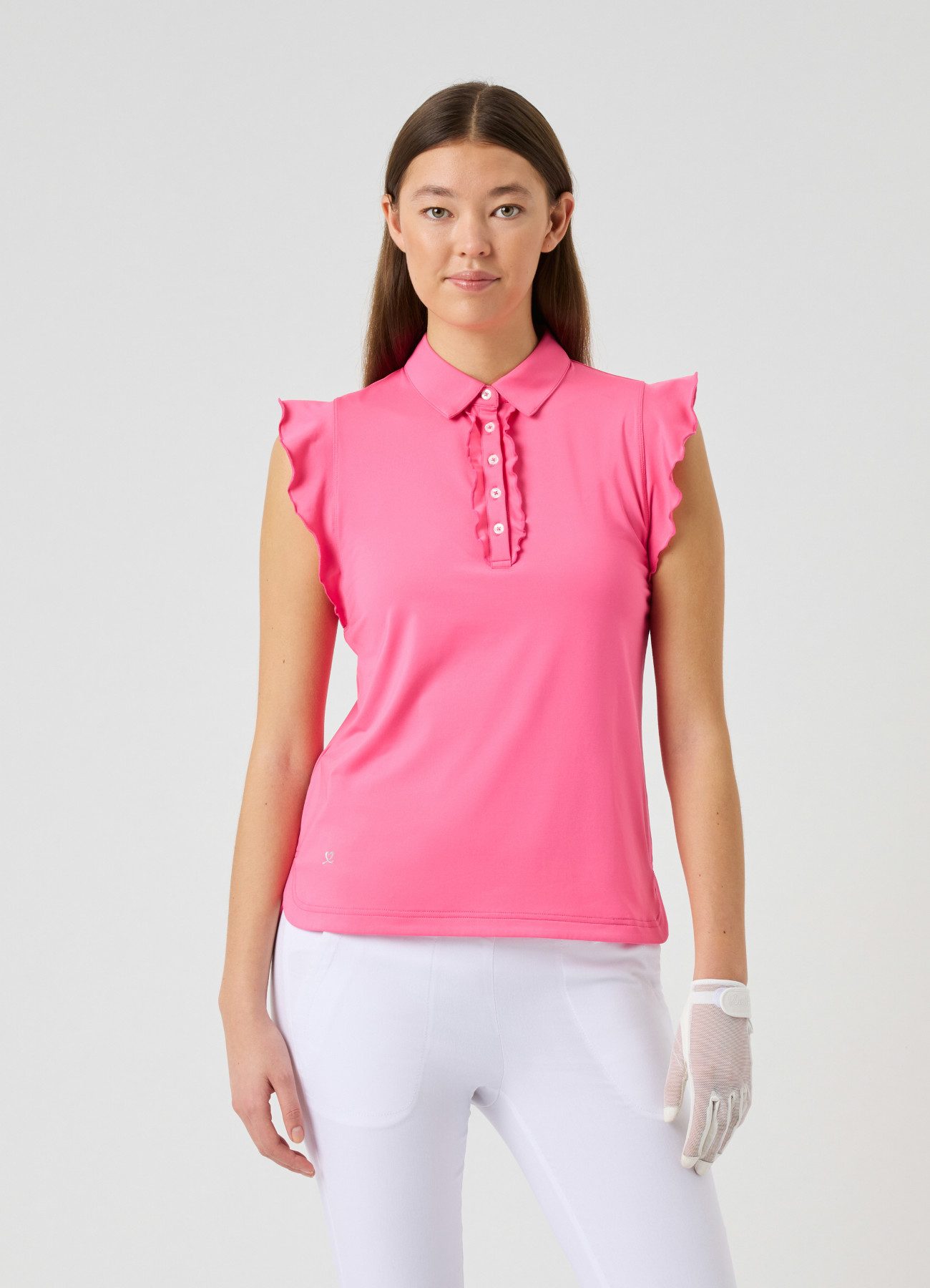 Poloshirt Daily Sports Golf Polo Frill Sleeveless Pink Damen