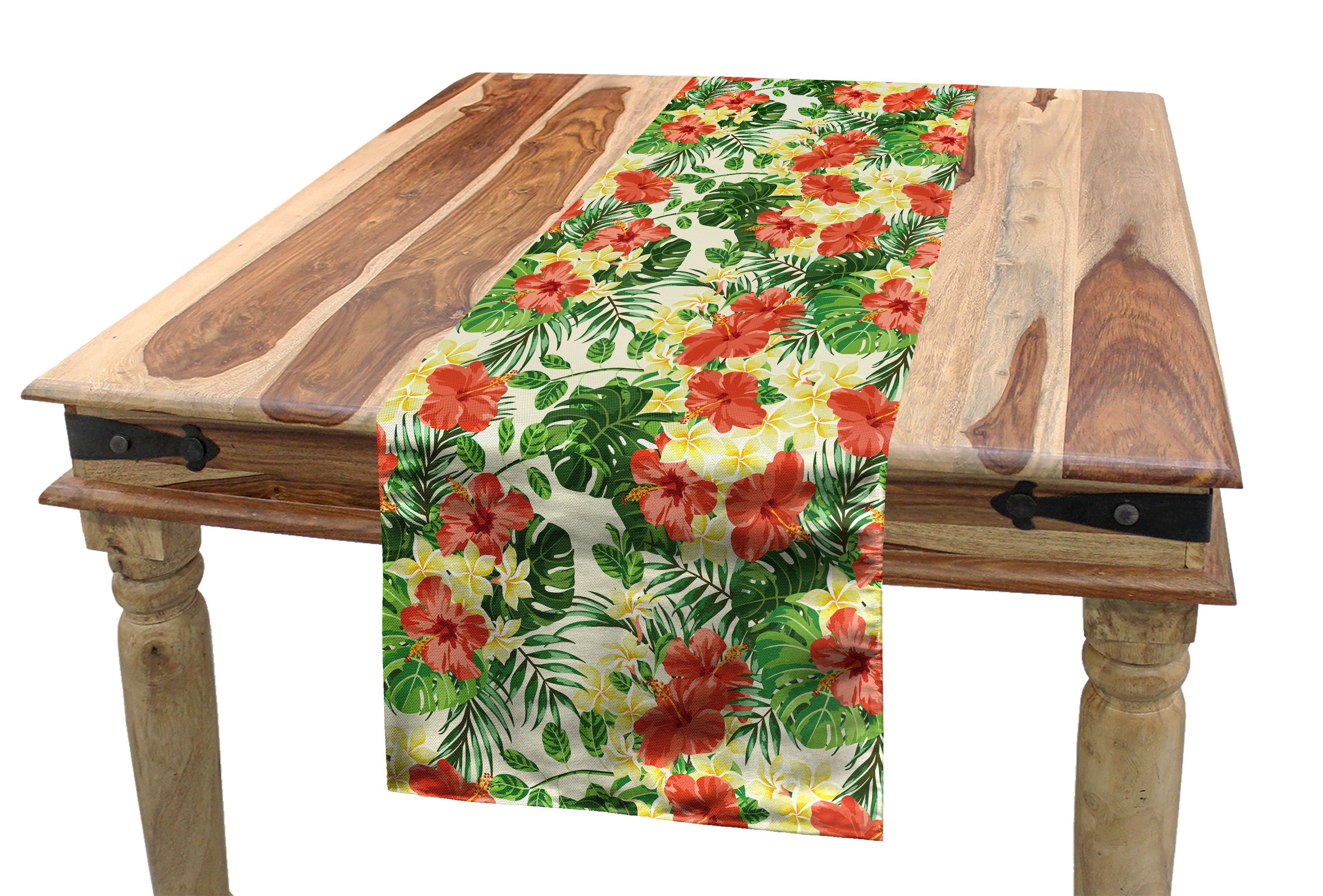 Dekorativer Rechteckiger Küche Tischläufer, Tropisch Blumen-Muster Tischläufer Exotische Esszimmer Abakuhaus