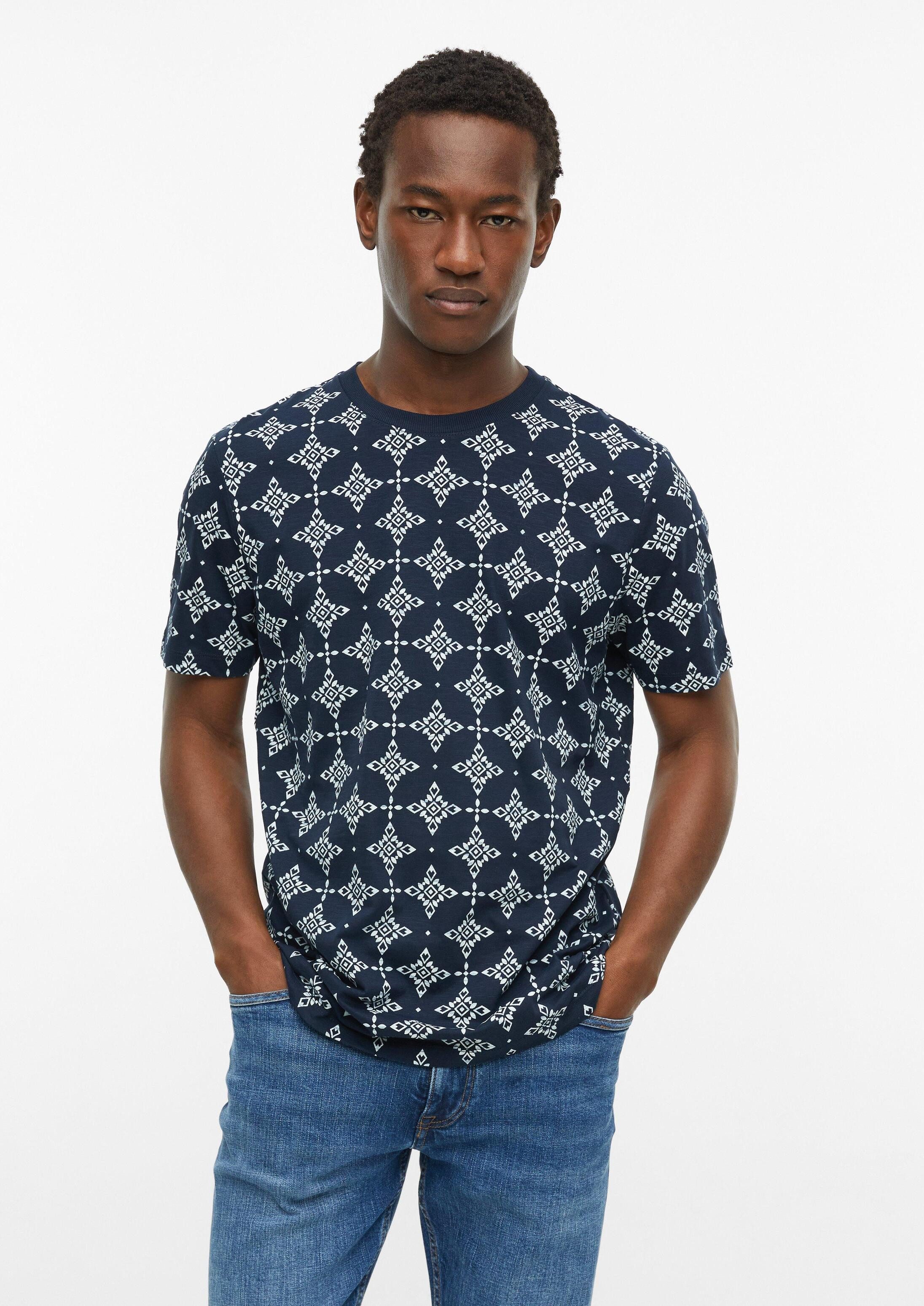 s.Oliver Kurzarmshirt T-Shirt Flammgarn-Shirt mit All-over-Print