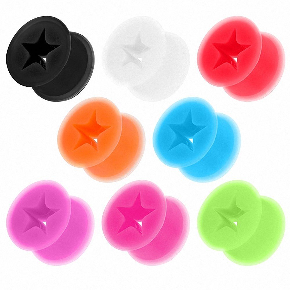 Taffstyle Plug Ohr Plug Flesh Tunnel Piercing Silikon Stern Inlay, Ohr Plug Flesh Tunnel Piercing Ohrpiercing Silikon Stern Inlay