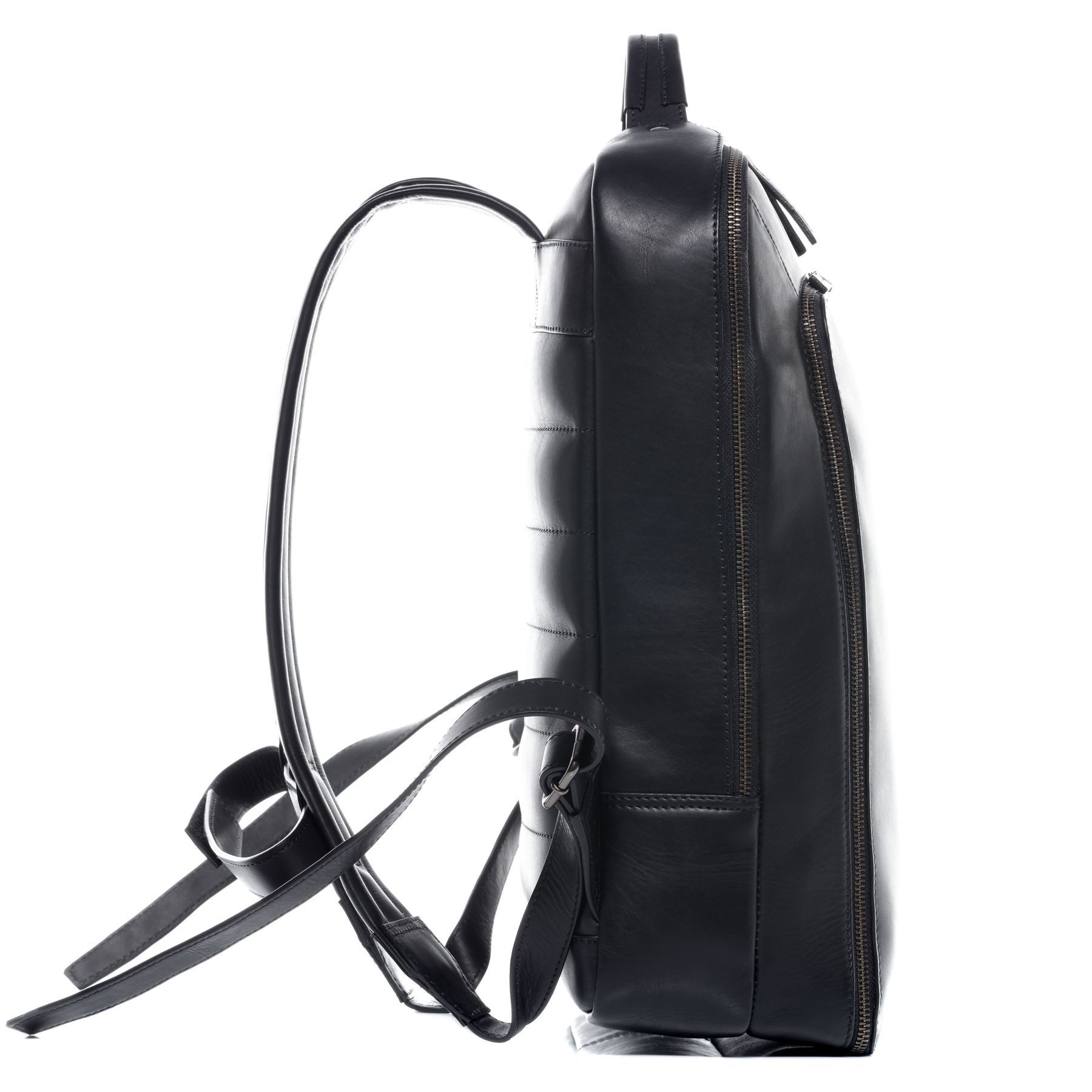 SID & VAIN Rucksack echt Leder Rucksack groß 15 Zoll Laptop Fach schwarz, Tagesrucksack 15,4 Zoll Echtleder, Leder-Rucksack Damen Herren schwarz