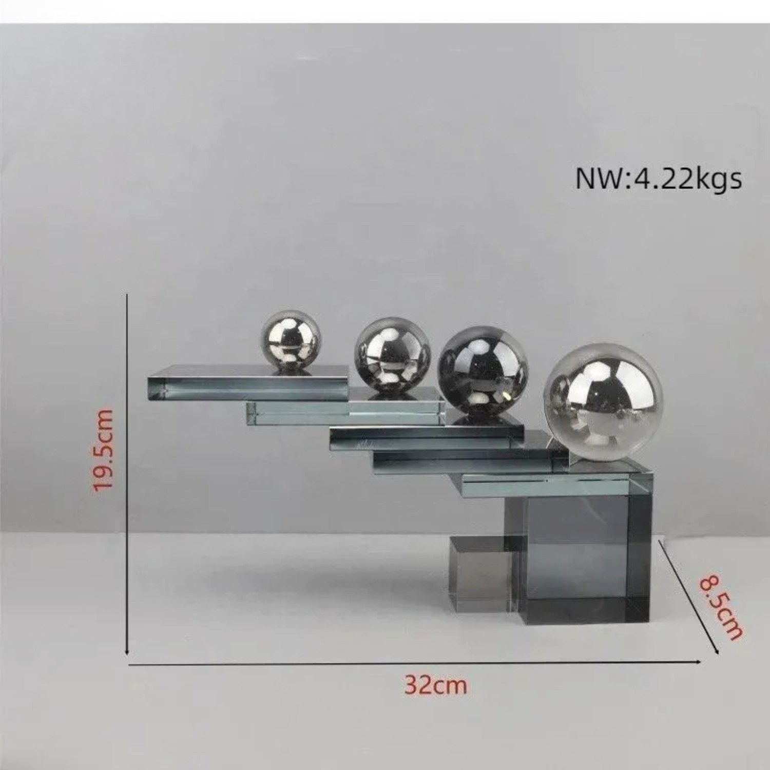 Quality Elegance Skulptur Luxus Silber Kristall Skulptur Geometrisches Glas Design Deko