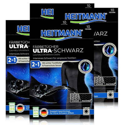 HEITMANN Textilfarbe Heitmann Färbetücher Ultra-Schwarz 10 Tücher 2in1 Ultra-Schwarzeffekt