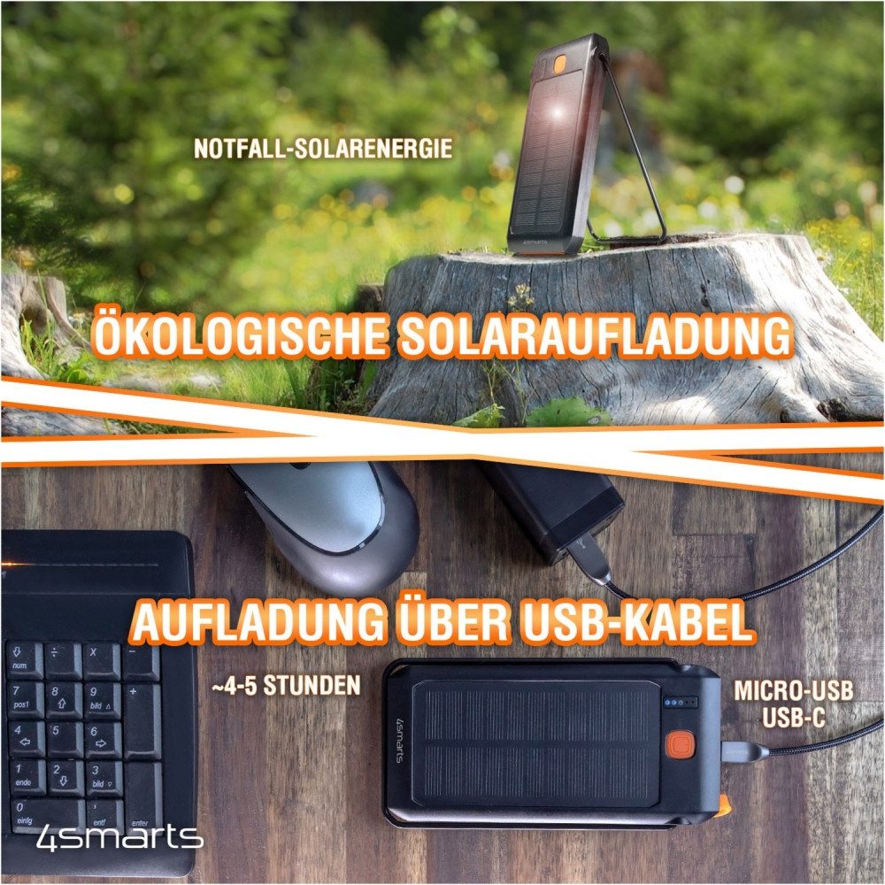 4smarts 4smarts TitanPack Solar Flex Powerbank schwarz. Solarladegerät (Kleine Geräte der Informations- und Telekommunikationstechnik, Solarpanel und LED-Licht)