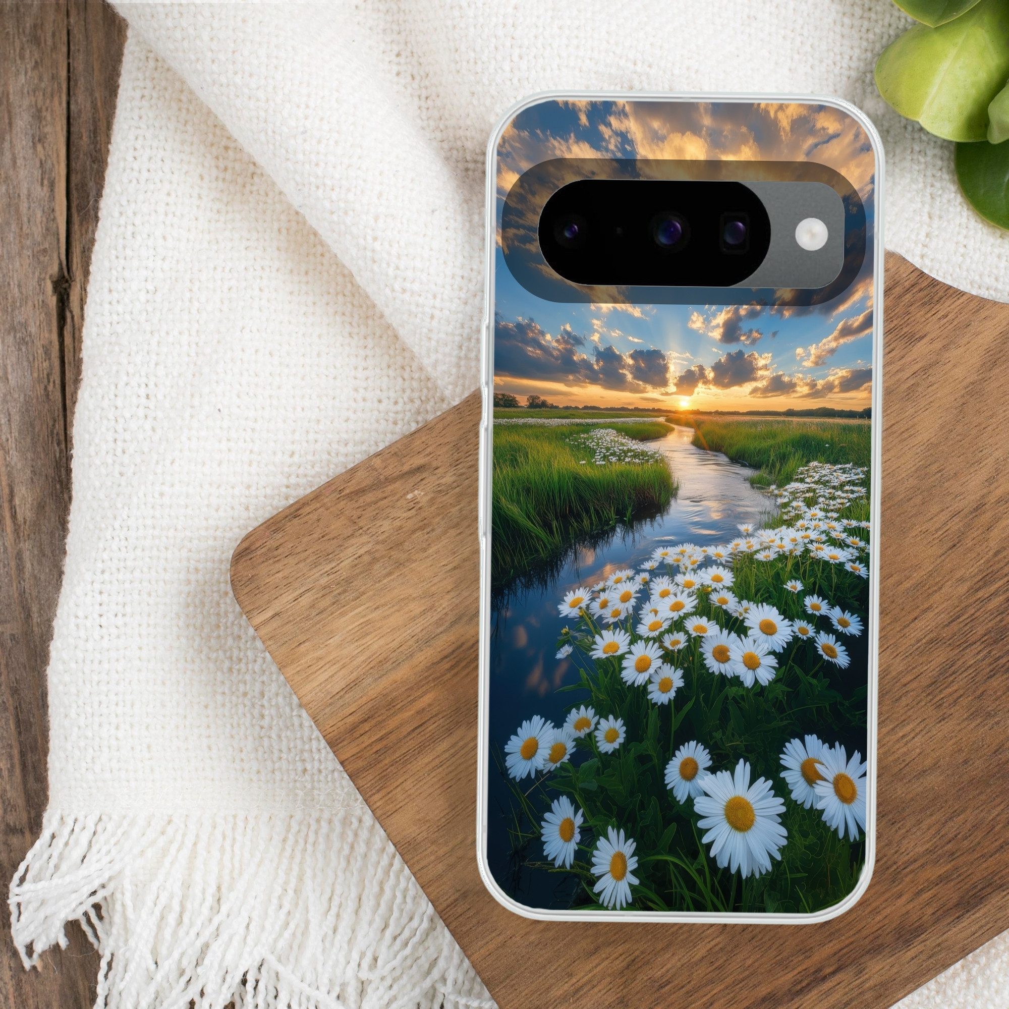 MuchoWow Handyhülle für Google Pixel 10 Pro Strom - Landschaft - Gänseblümchen, Handy Case, Silikon, Bumper Case Dünn