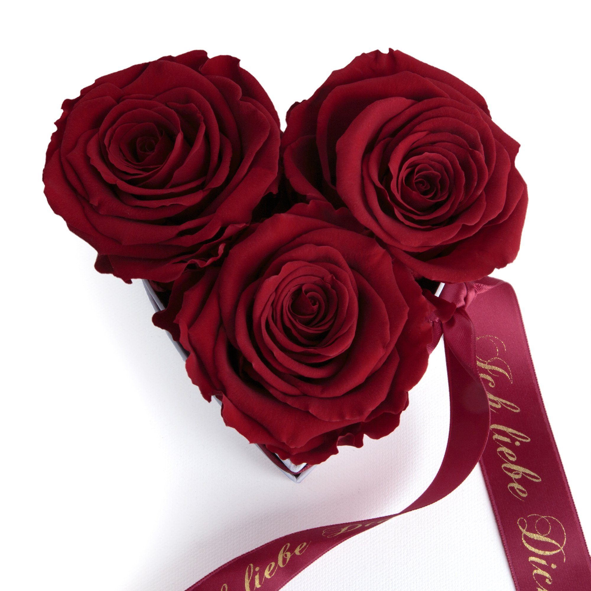 Kunstblume Rosenbox Herz 3 infinity Rosen Ich liebe Dich Geschenk für Sie Rose, ROSEMARIE SCHULZ Heidelberg, Höhe 10 cm, Liebesbeweis Valentinstag, Made in Germany