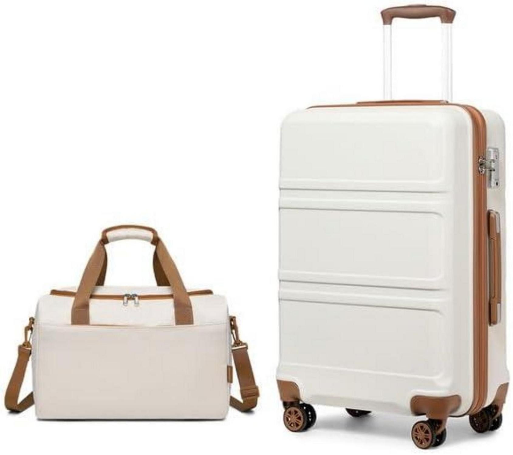 LuxusKollektion Kofferset Handgepäck-Koffer Trolley Set 2-teilig, Cremeweiß, Ryanair Reisetasche