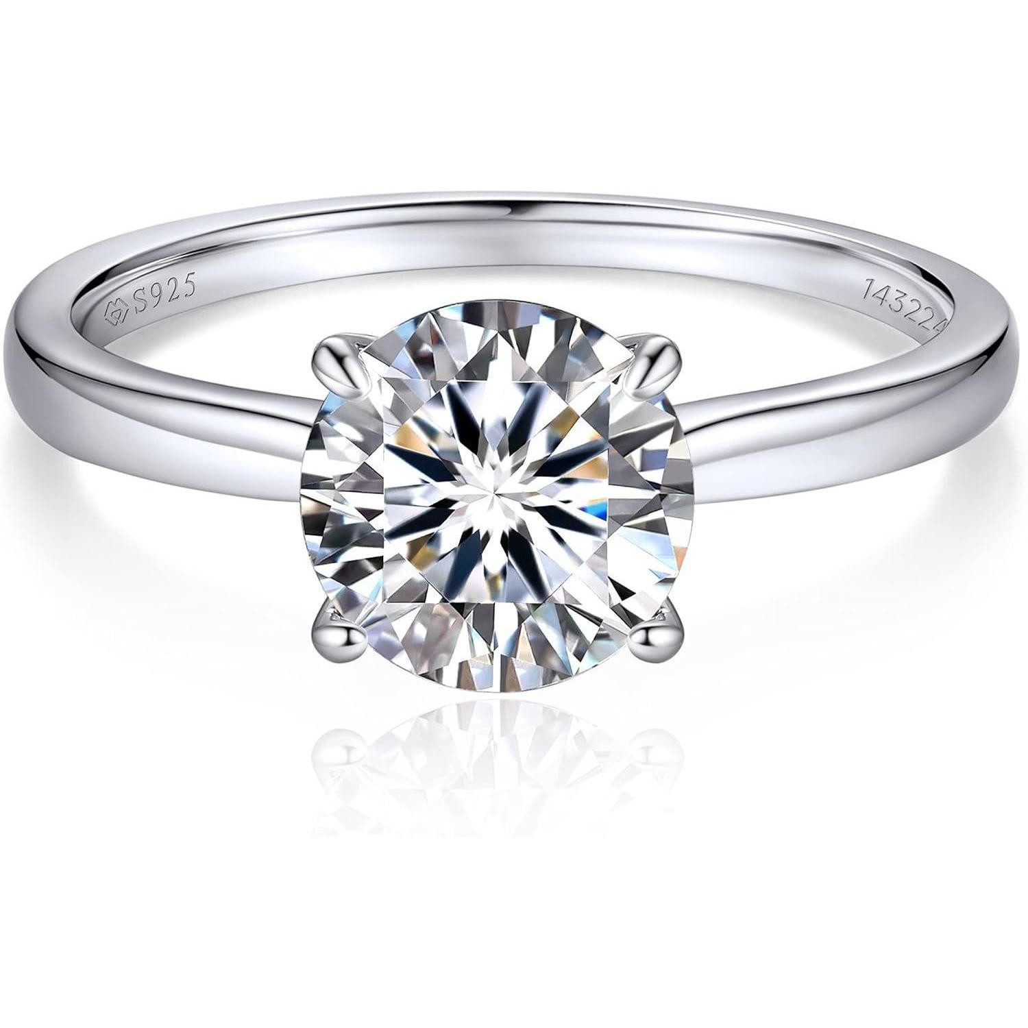 LuxusKollektion Verlobungsring Verlobungsring Damen 1-2 Karat Moissanite Solitär 925 Silber D VVS1