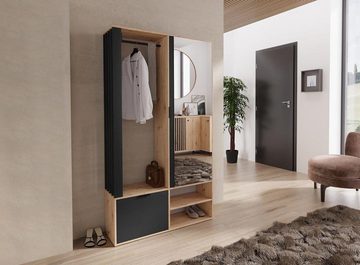Compleo Garderoben-Set DECO, mit Kleiderstange und Spiegel, große Speicherkapazität, Lamellen, Loft stil