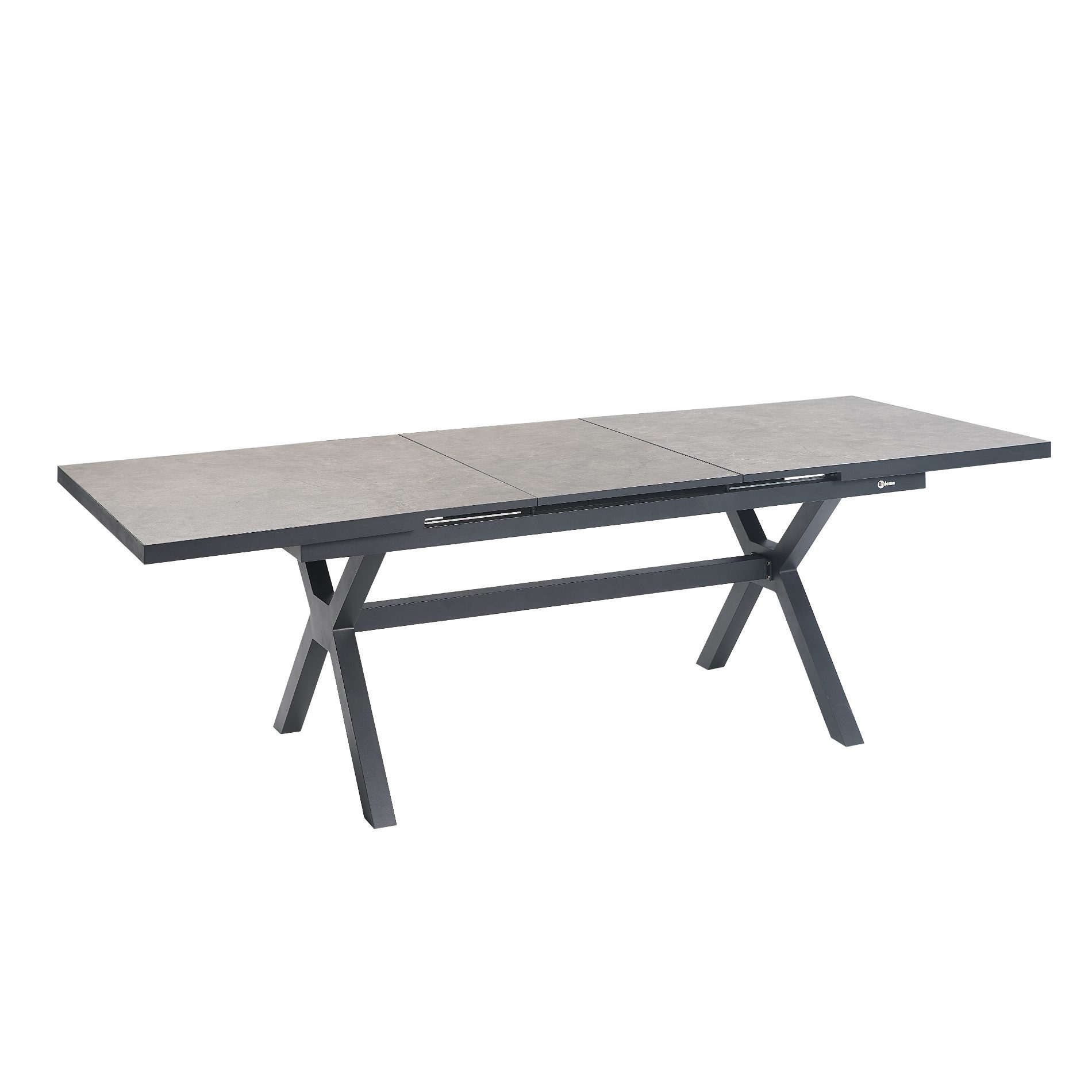 Liadomo Gartentisch Benevento, Synchronauszug, Sinterstein-Tischplatte, X-Gestell