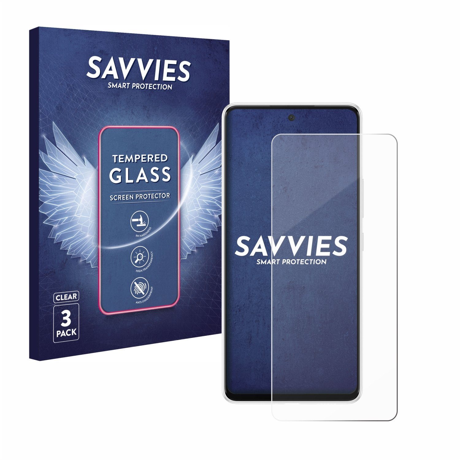 Savvies Panzerglas für Samsung Galaxy A53 5G, Displayschutzglas, 3 Stück, Schutzglas Echtglas 9H Härte klar Anti-Fingerprint