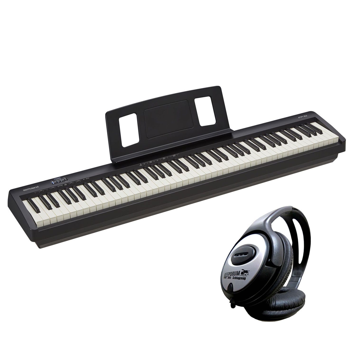Stage-Piano Roland Digital Piano FP-10 Schwarz mit Kopfhörer