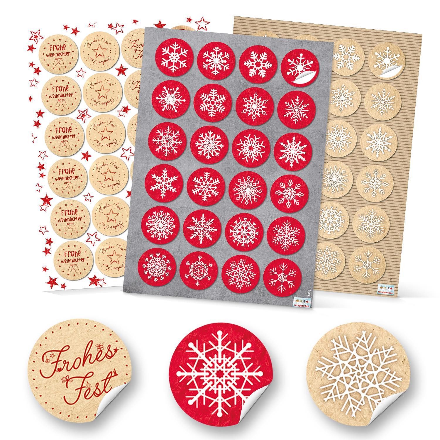 Logbuch-Verlag Dekofigur SET 3 x 24 runde Weihnachtsaufkleber 4 cm in Rot, günstig online kaufen