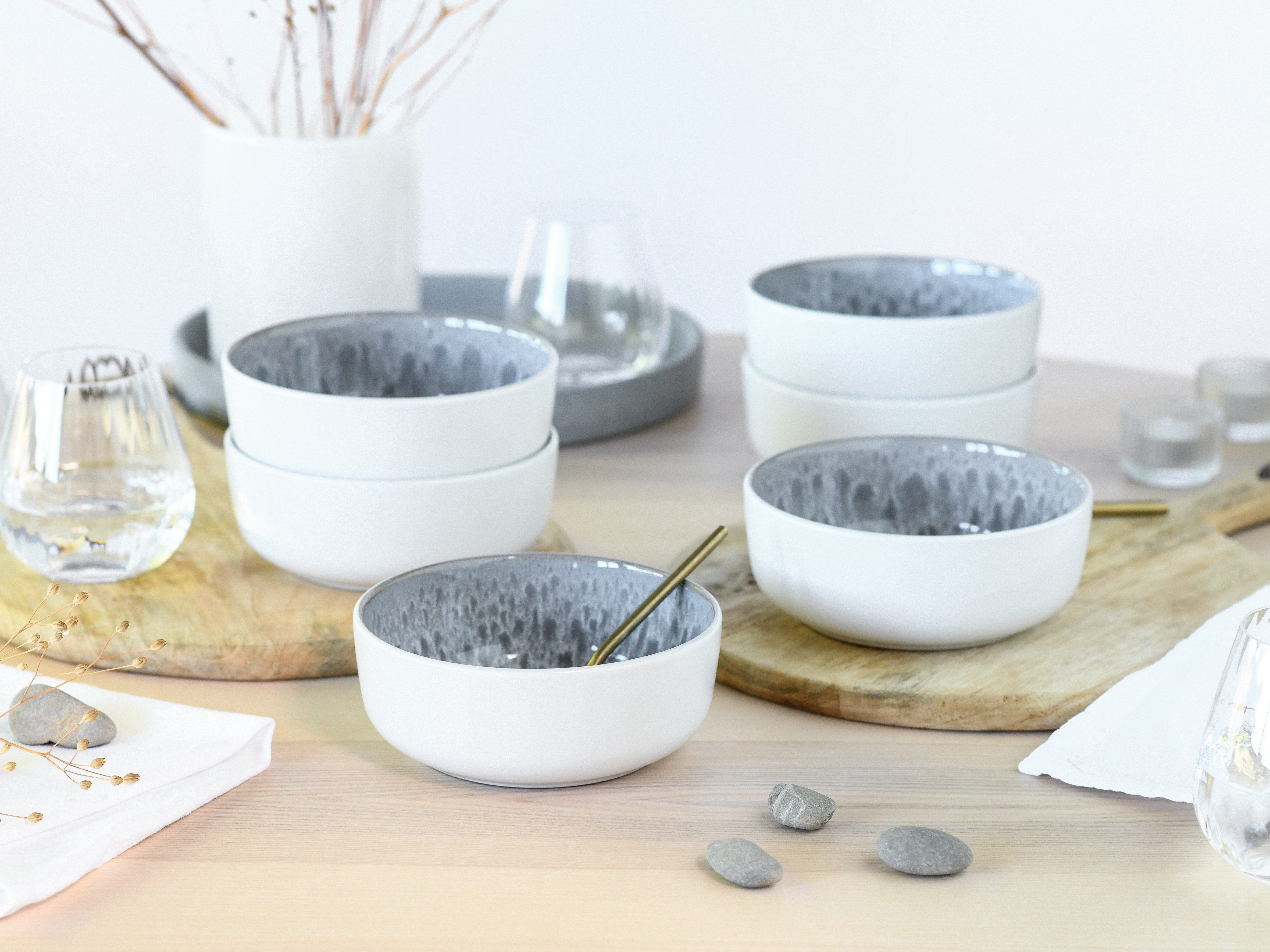 OTTO home Müslischale modernes Schüssel-Set Lykk, Geschirr-Set, Bowl, Steinzeug, (Set, 6-tlg), hohe Haltbarkeit, spülmaschinen- & mikrowellengeeignet, Reaktivglasur
