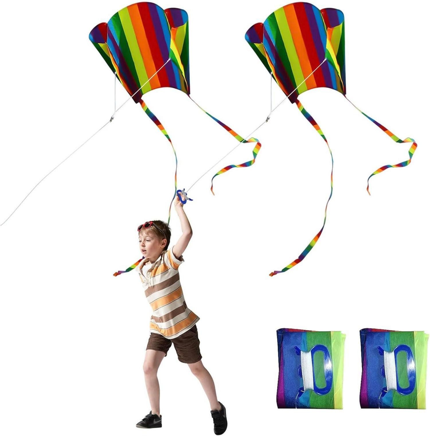 LuxusKollektion Kite Taschendrachen Regenbogendrachen Anfänger Kindergeschenk 2er Set