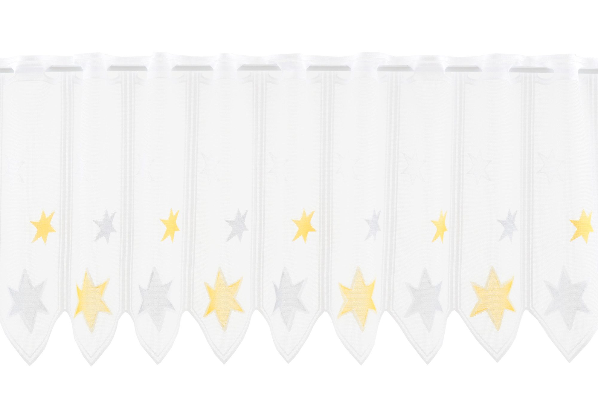 Gardinen Kranzusch Scheibengardine Sterne (1 St), Stangendurchzug, transparent, Stablöcher,transparent,verschiedene Höhen, Breiten, Farben