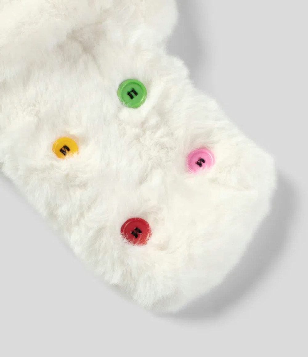 UE Stock Schal Damen Dekorativer Kuscheliger Halstuch Schal mit bunten Knöpfen - Weiß, Ideal für verschiedene Looks