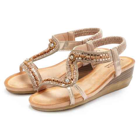 LASCANA Sandale Sandalette, Sommerschuh, kleiner Keilabsatz und elastische Riemchen