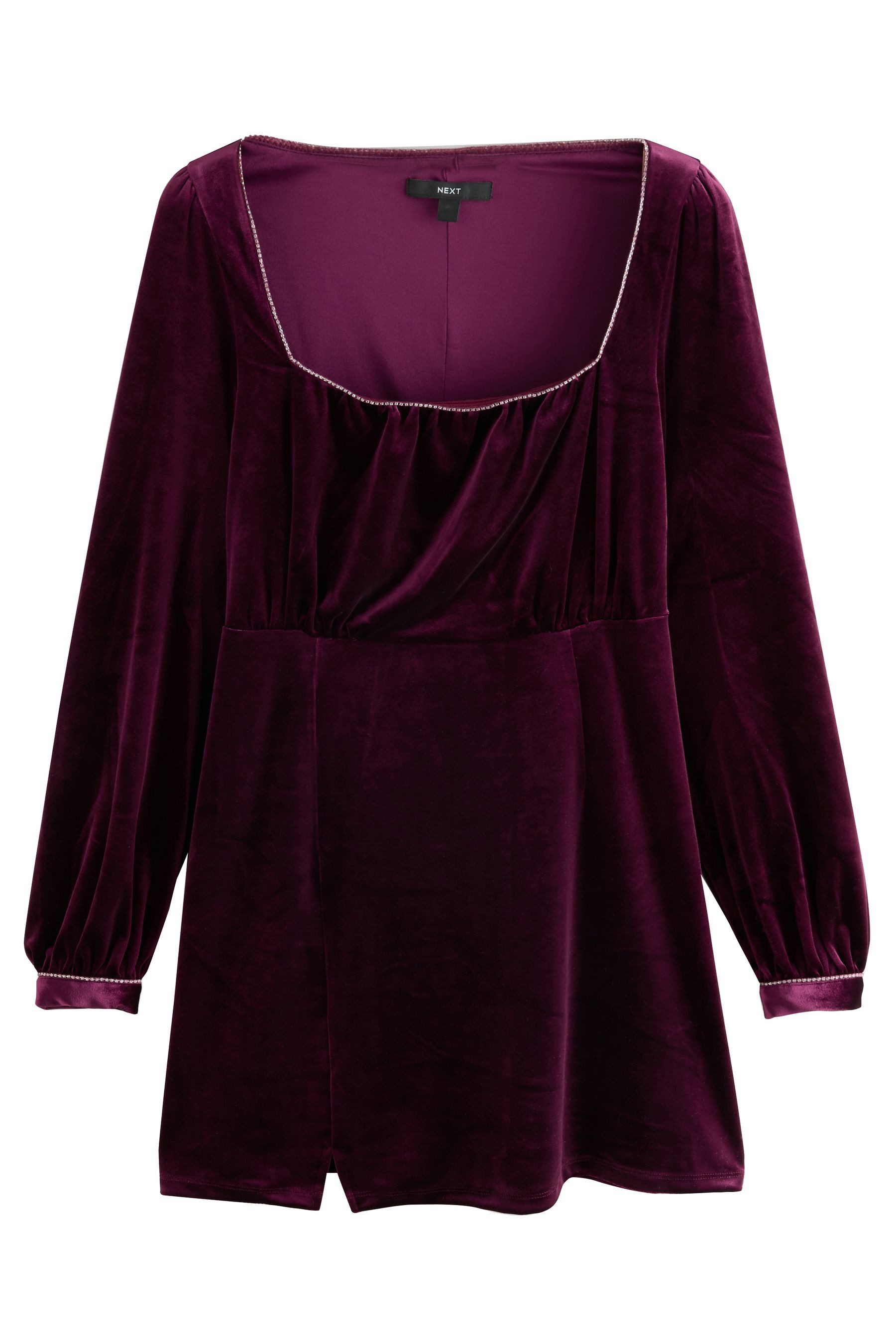 Next Minikleid Langärmeliges Minikleid mit verziertem Ausschnitt (1-tlg)