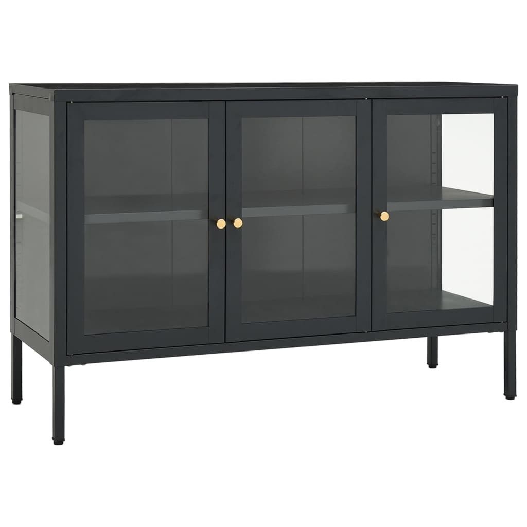 vidaXL Sideboard Sideboard Anthrazit 105x35x70 cm Stahl und Glas (1 St)